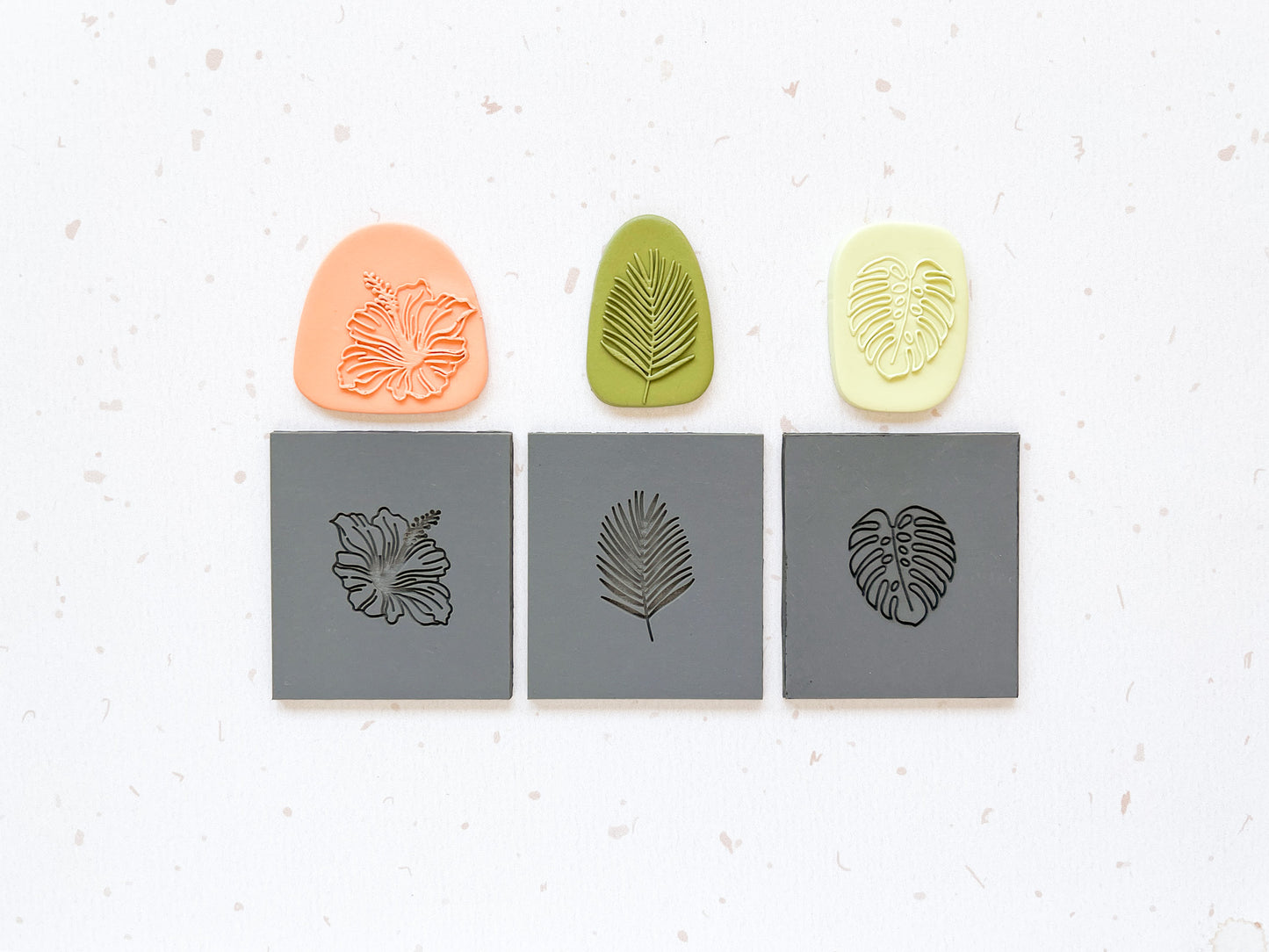 Tropical Leaves Monstera Rubber Stamp small Texture Sheet Mat